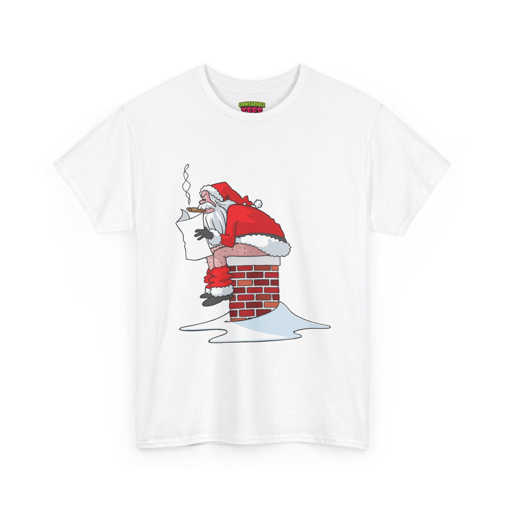 Santa Pooping into Chimney Inappropriate Christmas T-Shirt