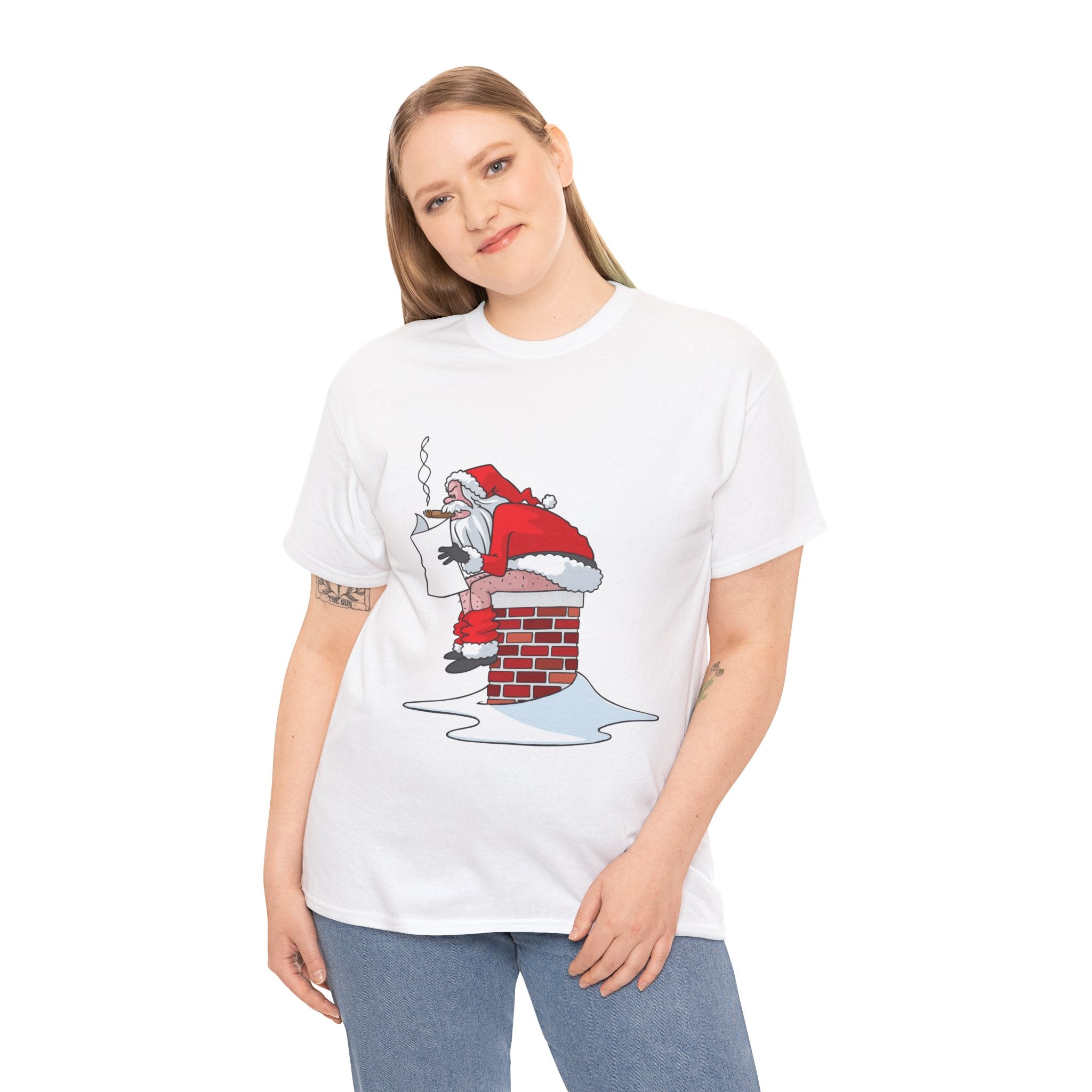 Santa Pooping into Chimney Inappropriate Christmas T-Shirt