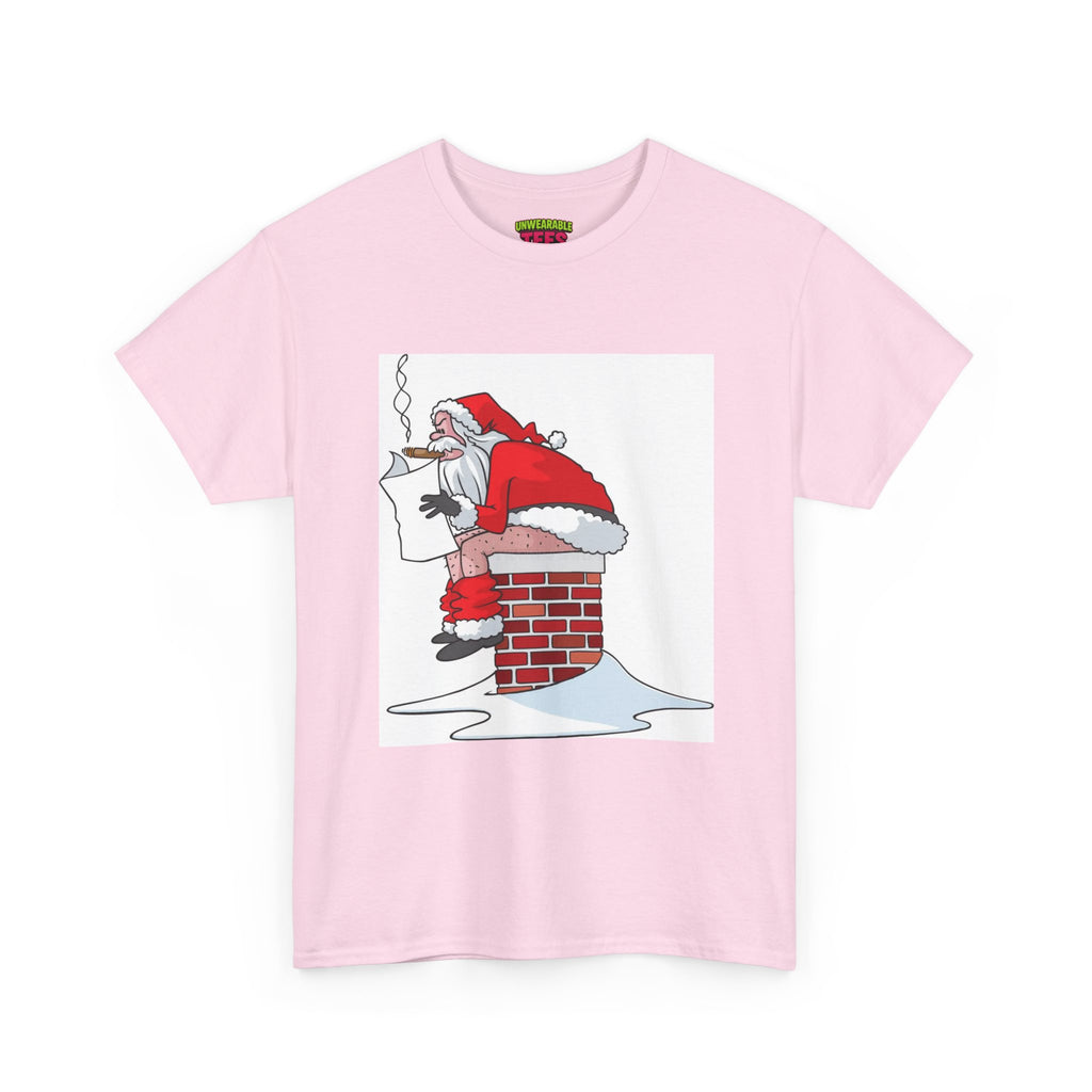 Santa Pooping into Chimney Inappropriate Christmas T-Shirt
