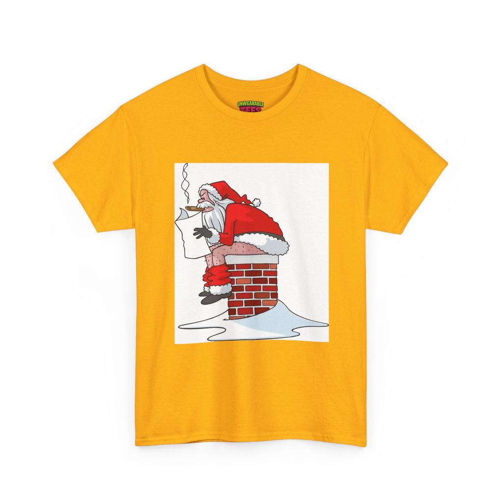 Santa Pooping into Chimney Inappropriate Christmas T-Shirt