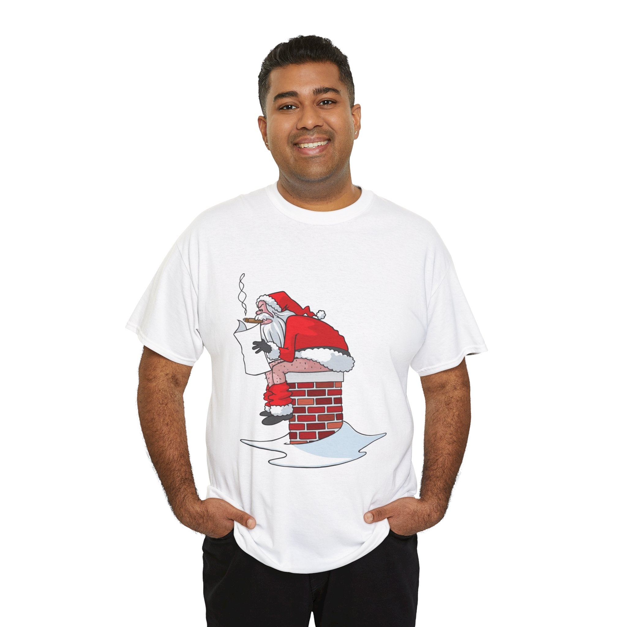 Santa Pooping into Chimney Inappropriate Christmas T-Shirt